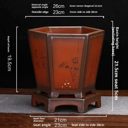 Hexagonal Large Ceramic Flowerpot