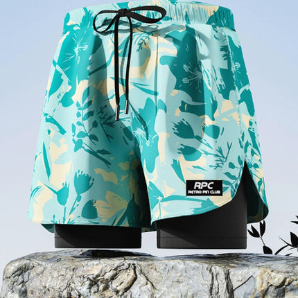 Men's Double-layer Three-point Swimming Trunks