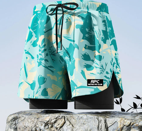 Men's Double-layer Three-point Swimming Trunks