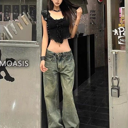 High Waist Loose Drooping Mop Slimming And Straight Long Pants