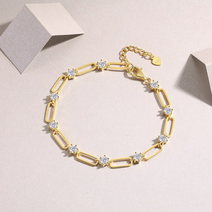 Versier Met Topgehalte Moissanite, Is Hierdie Luukse En Modieuse Lig Luukse Tendens Juweliersware Silwer Armband S925 Silwer-geplateer Met Goud