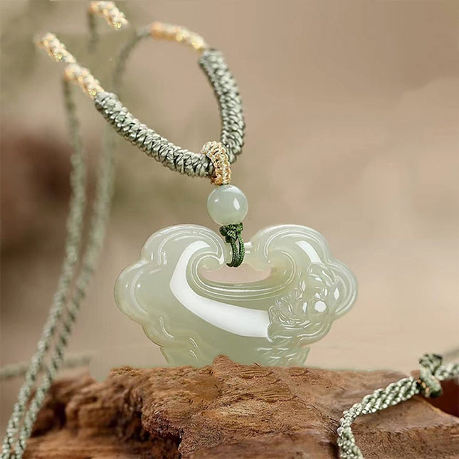 Natuurlike Hetian Jade Vrede En Voorspoed Slot Hanger