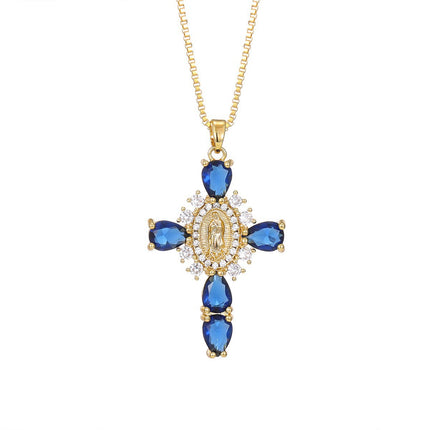 Fashionable Personalized Cross Pendant With Colorful Zircon
