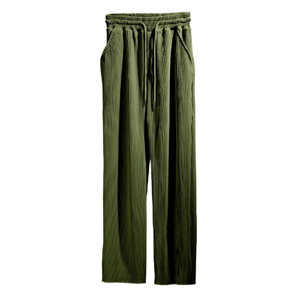 Men's Casual Trousers Loose Straight High Waist Wide Leg Pants