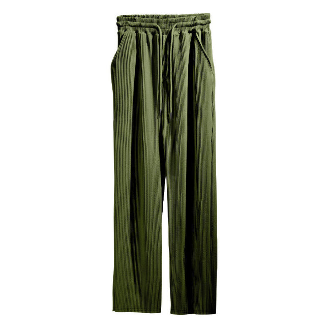 Men's Casual Trousers Loose Straight High Waist Wide Leg Pants