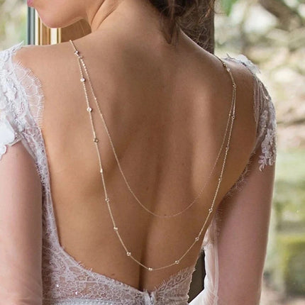 Strass Water Druppel Rugketting Eenvoudige Trourok Formele Rokbykomstighede
