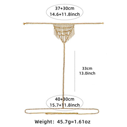 Kwastjie Sexy Middelketting T-rug Rhinestone Ketting Liggaamskettings Onderklere