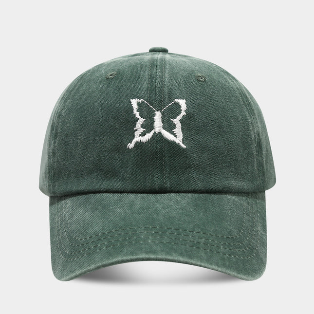 Soft Top Casual Peaked Cap Butterfly Embroidered Sun Hat
