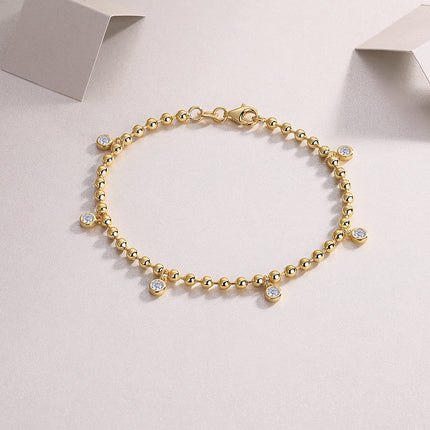 Set With Top-quality Moissanite, This Luxurious And Fashionable Light Luxury Trend Jewelry Silver Bracelet Is S925 Silver-plated With Gold