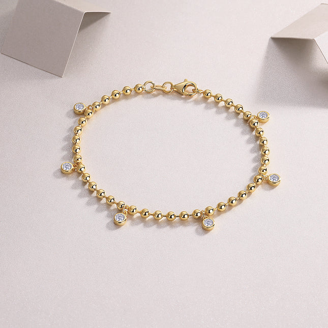 Set With Top-quality Moissanite, This Luxurious And Fashionable Light Luxury Trend Jewelry Silver Bracelet Is S925 Silver-plated With Gold