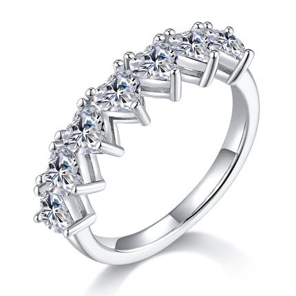 A Luxurious And Fashionable Light Luxury Jewelry Silver Ring Set With Top-quality Moissanite, S925 Silver Plated With Platinum
