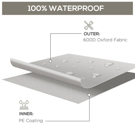 Buitetuinmeubelhoes Waterdig, Anti-UV 600D Swaardiens Oxford-stof Patio Meubelhoes Vir Reghoekige Sofatafelstel, Grys, 210 X 140 X 80 Cm