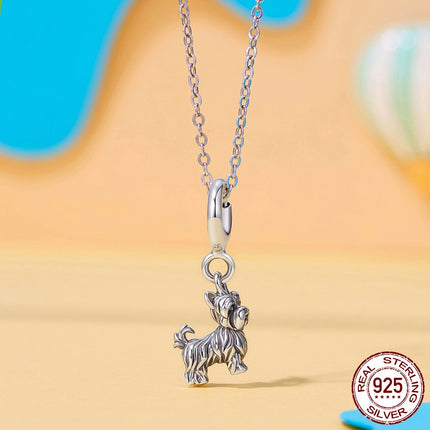 S925 Sterling Silver Yorkshire Terrier Pendant Sterling Silver Beads Accessories
