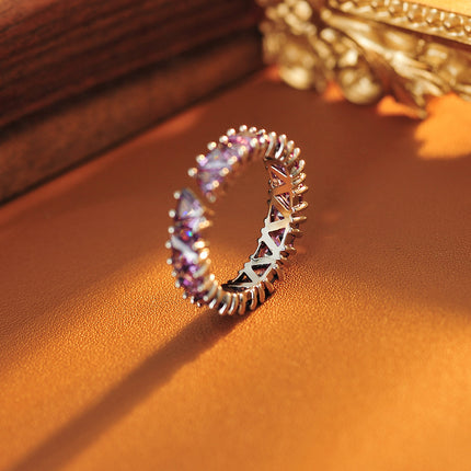 Super Sparkle Pers Sirkon Ry Ring Vir Vroue, Verstelbare Oop Ring, Luukse Glansende Stylvolle Ring, Groothandel & Dropshipping