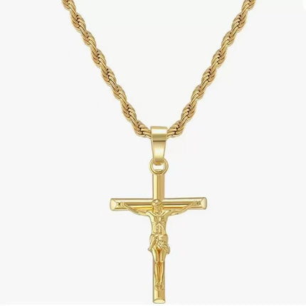 Cross Pendant Necklace Plated With Real Gold, Not Easy To Fade