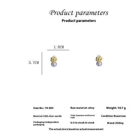 Sterling Silver Needle Rose Pearl Design Hong Kong Style Flower Stud Earrings