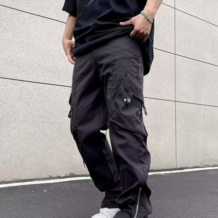 Retro Loose Multi-pocket Wide-leg Overalls