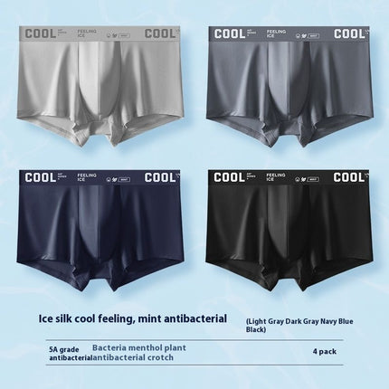 Men's Ice Silk Sports Underwear Mid-waist Boxer Seamless