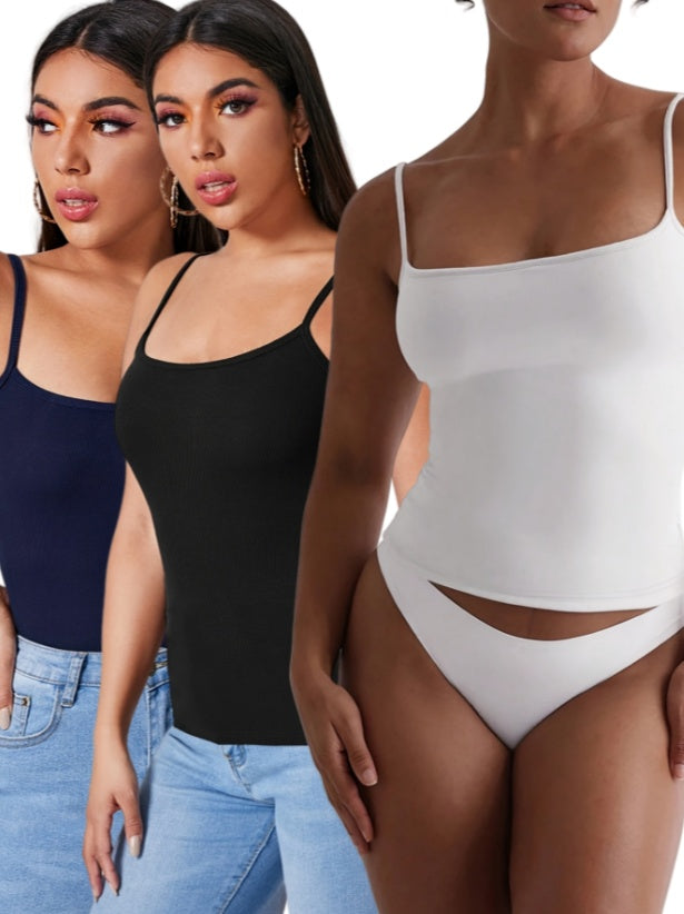 3PCS Solid Color Halter Top For Women