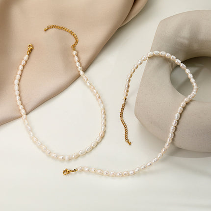 Natuurlike Varswater Pêrelketting vir Vroue Ligte Luukse Minderheid Soet Koel Styl Sleutelbeenketting