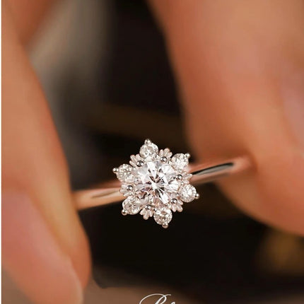 Elegante 1ct Gesimuleerde Moissanite Ses-Punt Ring Luukse Troujuweliersware Vir Vroue