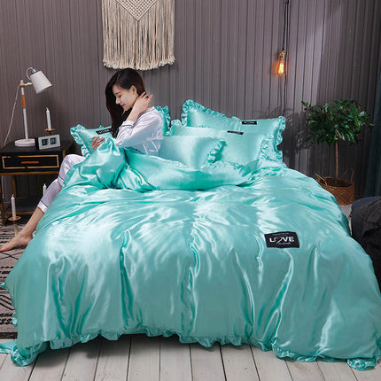 Pure Color Gewaste Sy Lakens Ys Sy Vierstuk Lakens Duvet Oortreksel