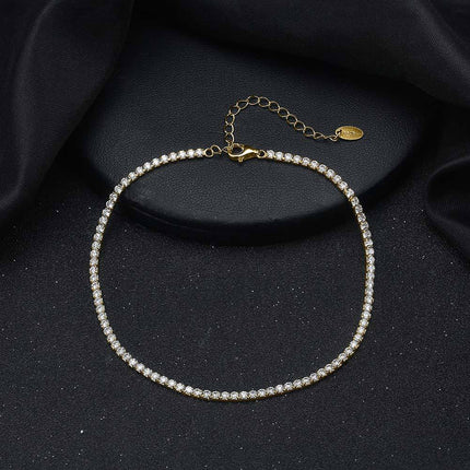 S925 Sterling Silwer 2mm Enkelry Vol Sirkonium Enkelbandjie