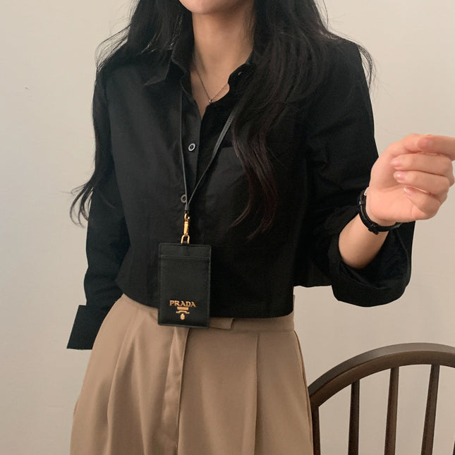 Early Autumn Short Inner White Shirt Women's Long-sleeved Shirt