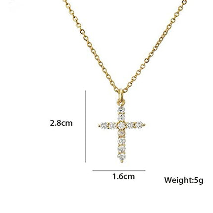 KLEURVOLLE BLING Fyn Kubieke Sirkoon Kruis Halssnoer Sywaartse Hanger Halssnoer Vir Vroue Goud Silwer Kruis Juwele