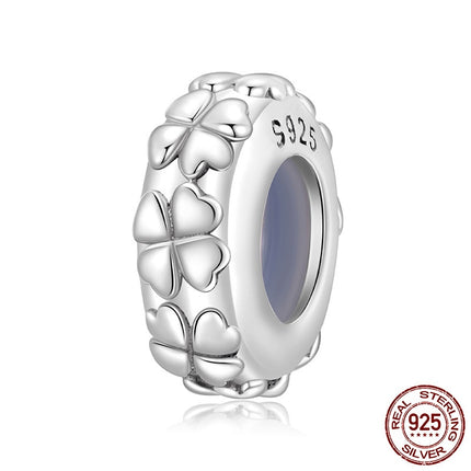 Vierblaar Klawer Silikoon Posisionering Armband Afstandhouer S925 Sterling Silwer Krale