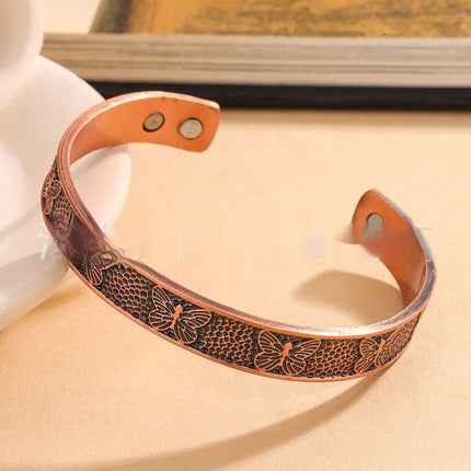 Rooi Koper Magnetiese Oues-Van-Dae Armband Met Vlinderontwerp Verlengde Magnetiese Slot