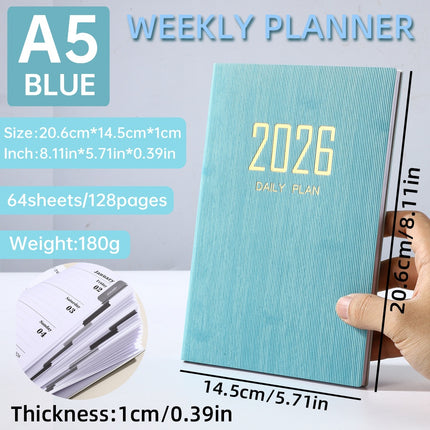 A5-grootte Slank Leer Weekbeplanner