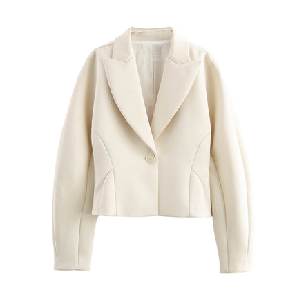 European And American Style Stylish Simple And Versatile Silk Satin Textured Suit Long Sleeve Jacket