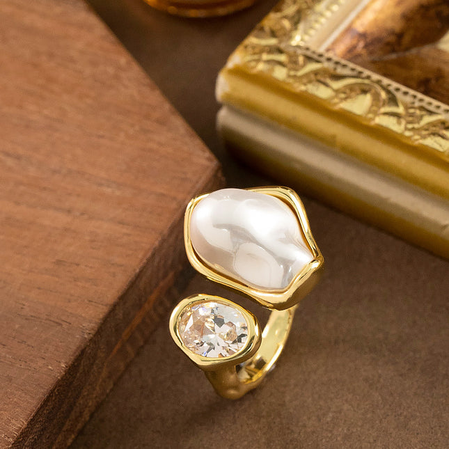 European And American-style Zircon Open Adjustable Ring