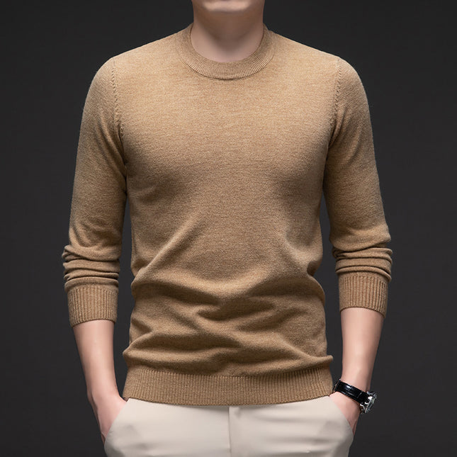 Solid Color Men's Round Neck Long Sleeve Autumn And Winter Leisure Sweater