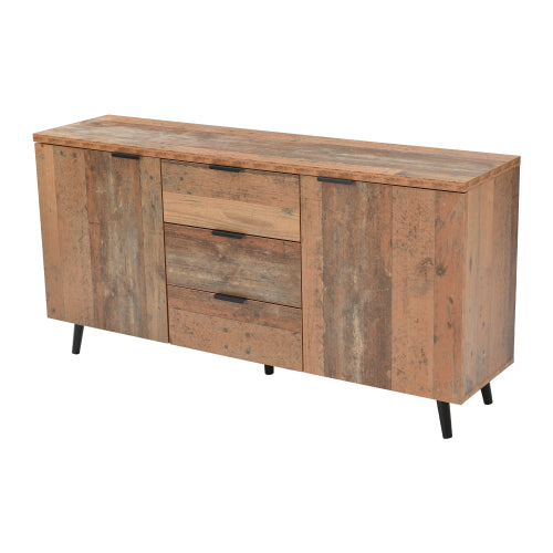 Kombuiskas met Berging, Buffet-kombuiskas, TV-kabinet met Verstelbare Rakke, Vertikale Kabinet met Drie Laaie vir Sitkamer, Eetkamer, Slaapkamer, Oesbruin 140cm