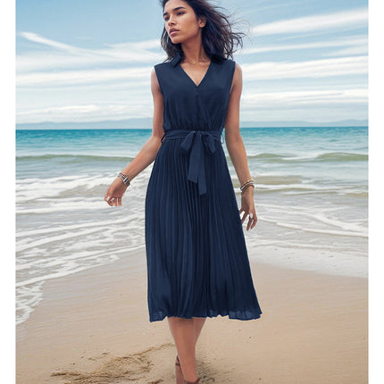 Women's Fashion Sleeveless Solid Beach Dress