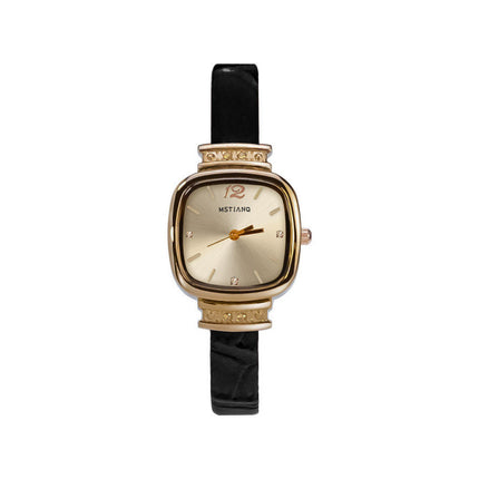 Retro-styl Vrouehorlosie Met 'n Minimalistiese Klein Vierkantige Ontwerp