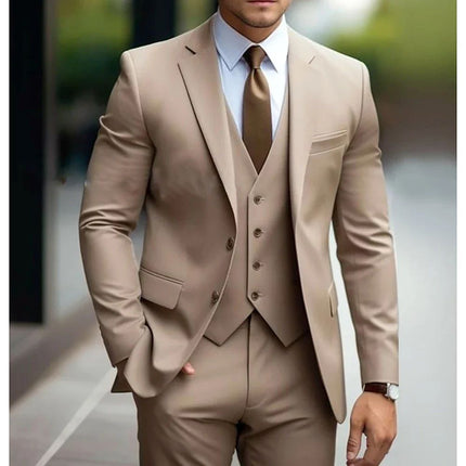 Business Casual Men's Three-piece Suit For Bridegroom Men's Wedding