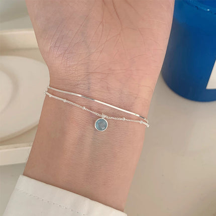 S925 Sterling Silwer Dubbellaag Armband Koreaanse Styl Juwele