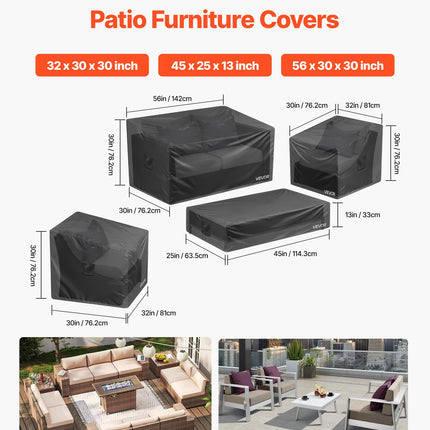 Patio Buitelewe Meubeloortreksel 4-Stuk Stel 420D Waterdigte Tafelstoelbank
