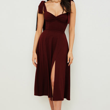 Women's Fashion Suspenders Lace Printing A- Line Dress