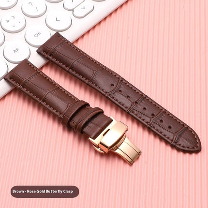 Cowhide Leather Strap Unisex Butterfly Clasp Universal In Stock Strap Watch Bracelet Factory Direct Selling Watch Accessories