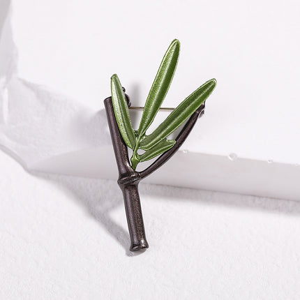 Creative All-match Green Plant Flower Pearl Brooch