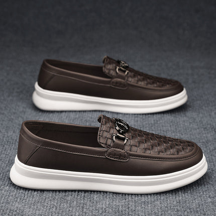 Fashion Retro Men's British Style Low-top Slip-on Small Leather Shoes