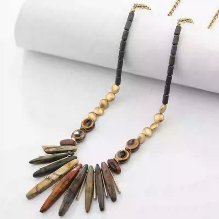 Boheemse-styl Minimalistiese Geometriese Natuursteen Halsketting