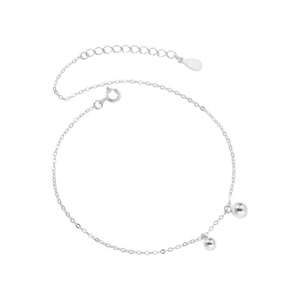 925 Sterling Silwer Klein Ronde Krale Ketting Enkelband Vroue S'n Eenvoudig