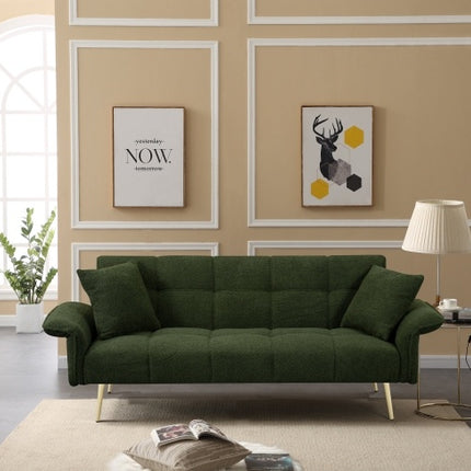 70.1 Futon Sofa Bed, Convertible Double Sofa Bed With Folding Armrests For Living Rooms And Small Spaces