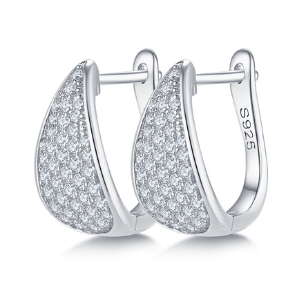 Top-quality Moissanite Luxury And Fashionable Light Luxury Jewelry Silver Stud Earrings S925 Silver Plated Platinum
