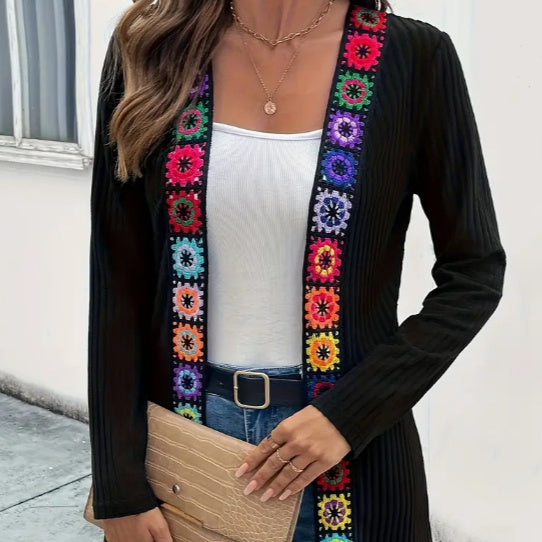 Ethnic Style Patchwork Cardigan Long Sleeved Jacket